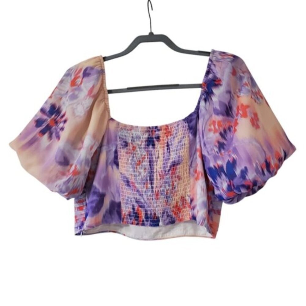 Dynamite Sienna Bubble Sleeve Cottagecore Artsy Colorful Summer Tank Top L - Picture 2 of 7